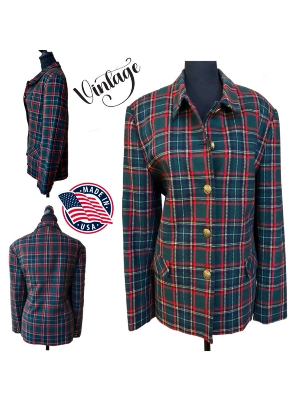 Vintage Tartan Plaid Wool Blend Lined N Touch Jacket (18)